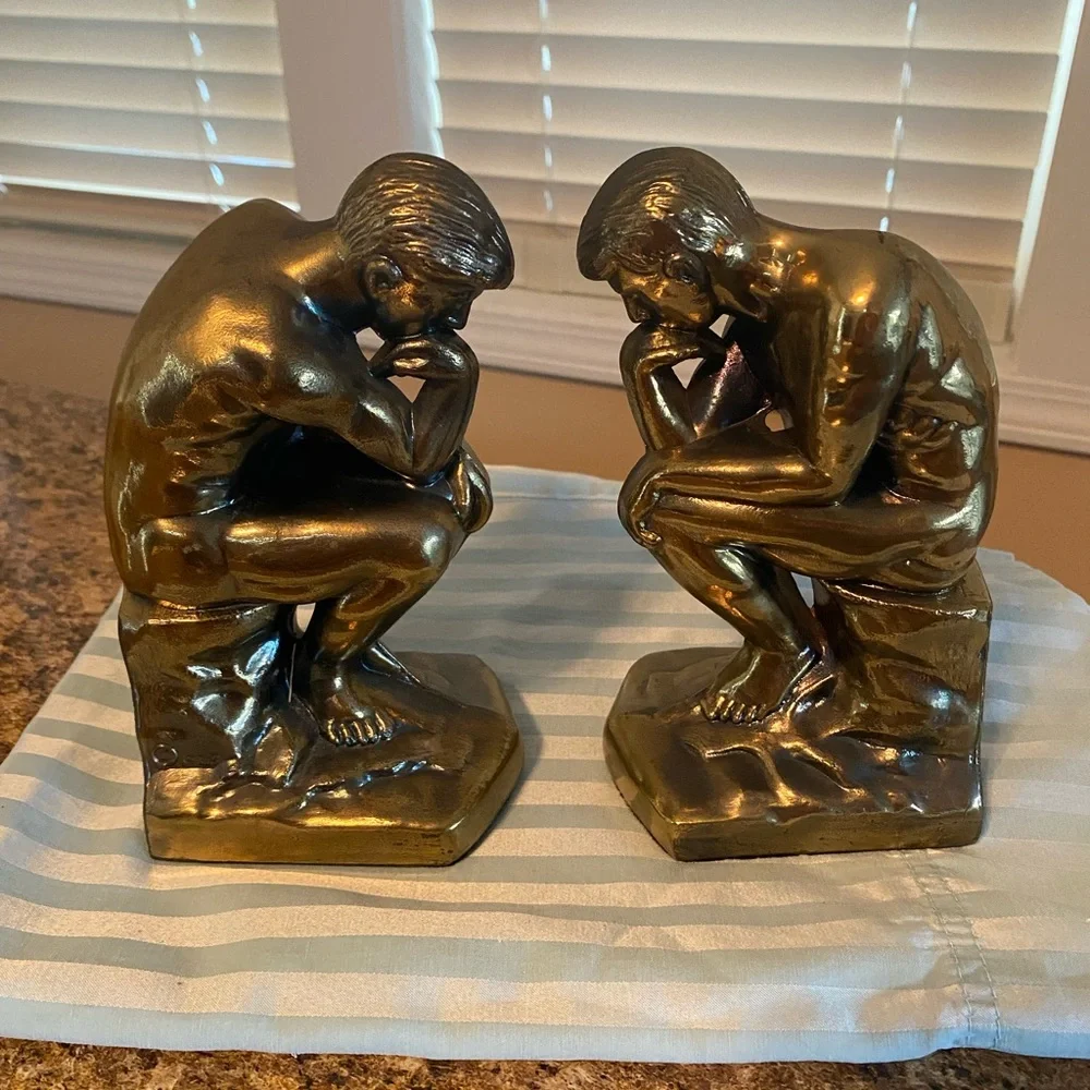 The Thinker brass book ends - Picture 3 of 8